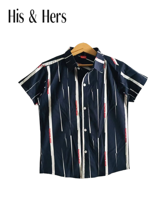 White Stripped Black Casual Shirt Boys 251