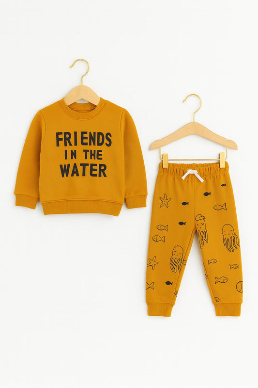Mustard Yellow Kids Tracksuit – "Friends in the Water" 229