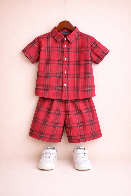 Carrot Checked Cotton Nicker Suit Boys 517