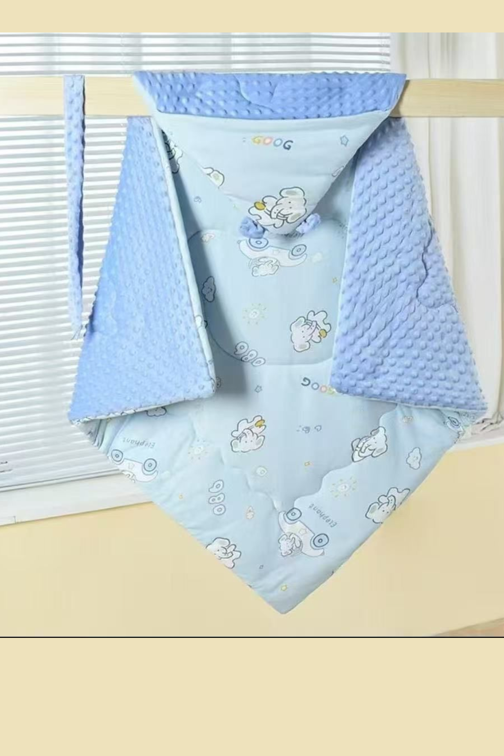 Blue Elephant Dreams Plush Baby Swaddle Blanket