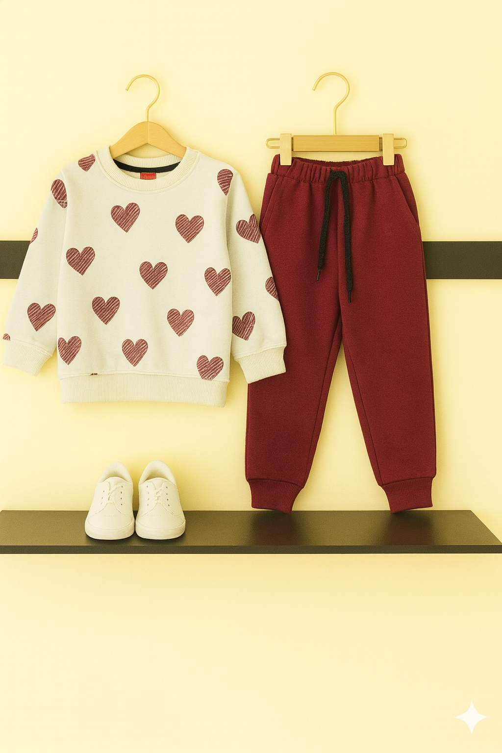 Mahroon Hearts Allover Print  Tracksuit 507