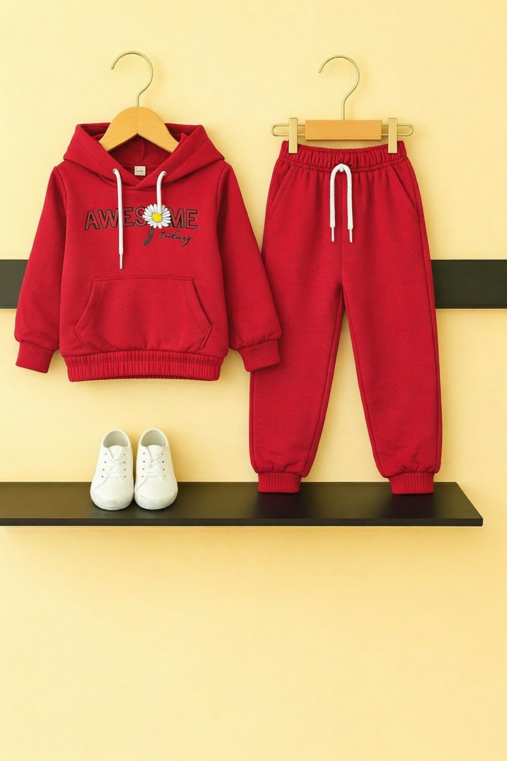 Awesome Today Red Fleece Hoodie Tracksuit 532