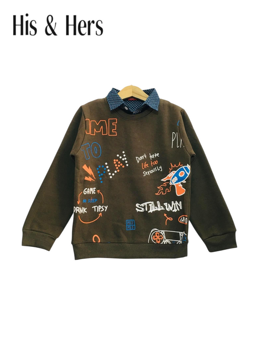 To Play Chocolate Brown Double Sweatshirt Boys 414