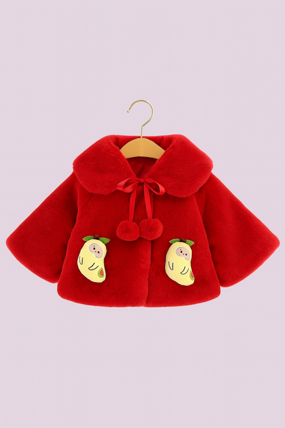 Fluffy Red Winter Cape for Baby Girls – Mango
