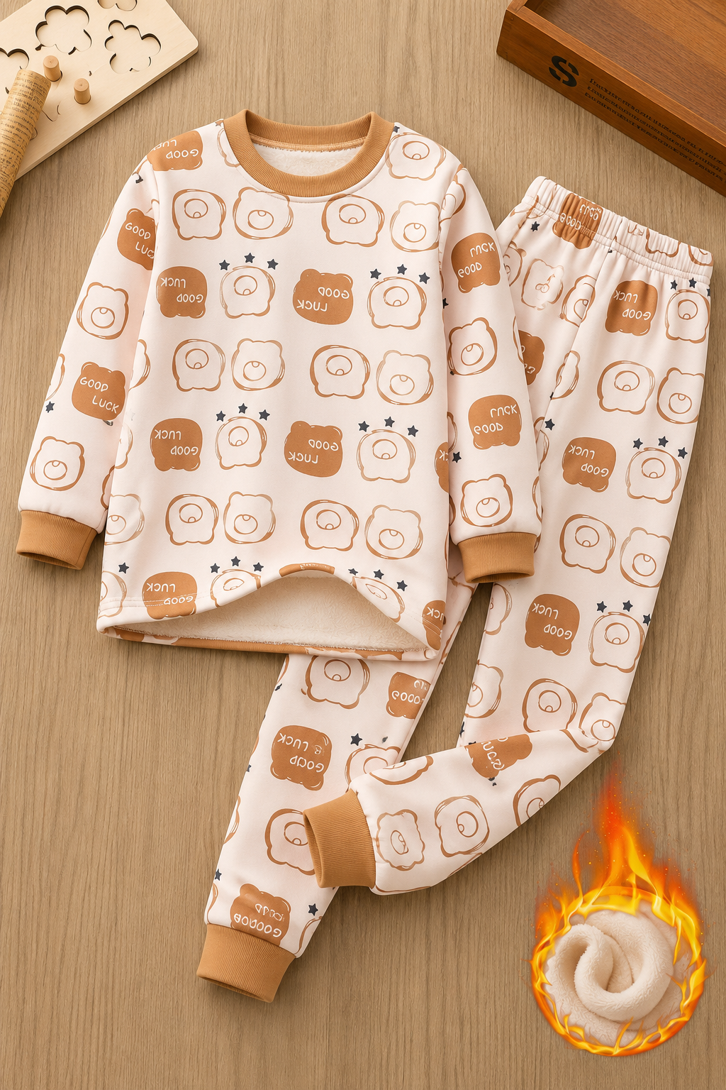 Good Luck Bear Fleece Winter Night Suit 516