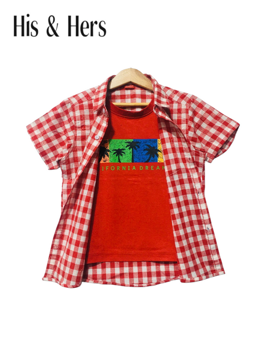 White Checked Red Double Casual Shirt 207