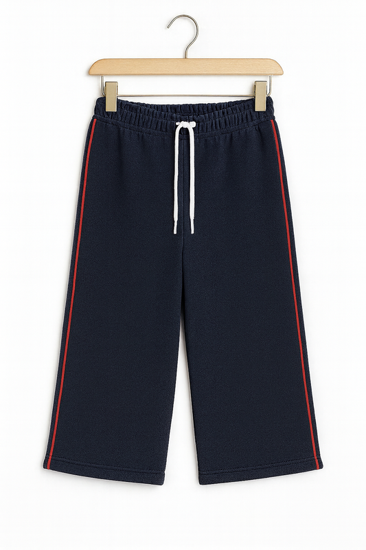 Kids Wide-leg Side Piping Trousers - Navy 233