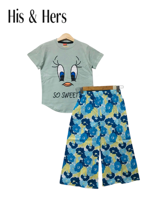 So Sweetie Light Blue T-Shirt & Cotton Flapper