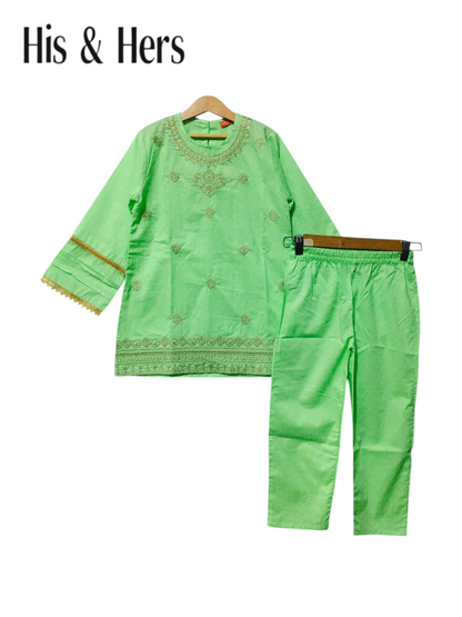 Embroidered Green 2PCS Suit 102