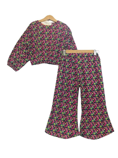 Pink Flowers Allover Print Full Sleeves Skate Fish