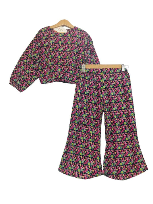 Pink Flowers Allover Print Full Sleeves Skate Fish