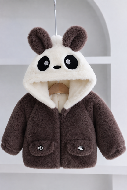 Cute Panda Plush Winter Jacket Chocolate Brown 411