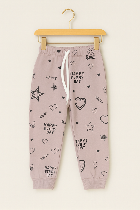 Happy Every Day Printed Joggers – Mauve 💕⭐