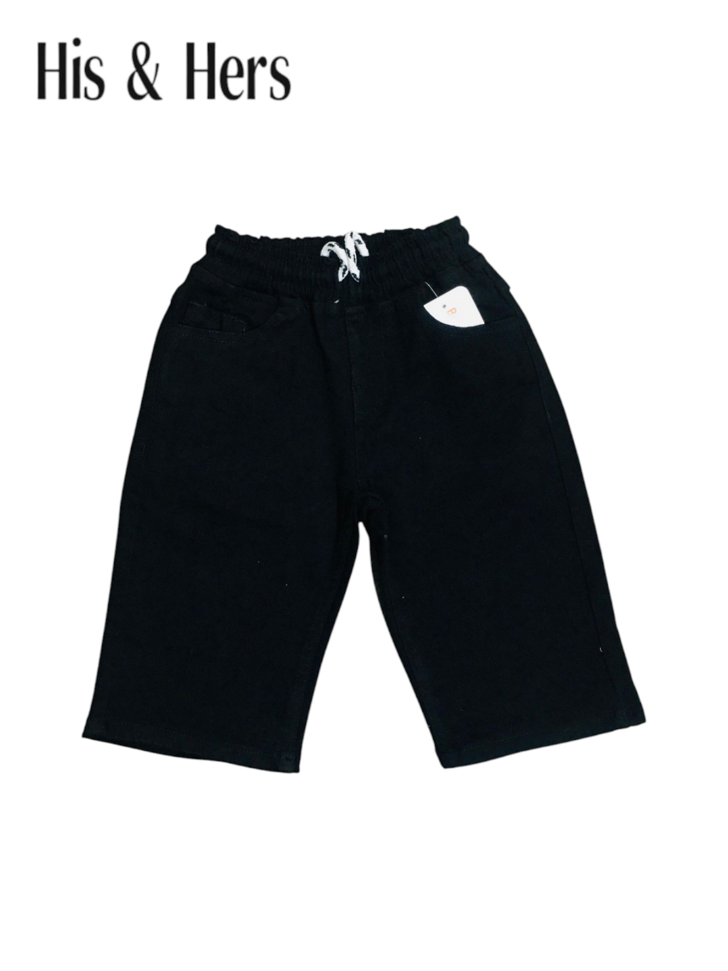 His&Hers Kid's Elastic Waist Black Denim Shorts Boys 269