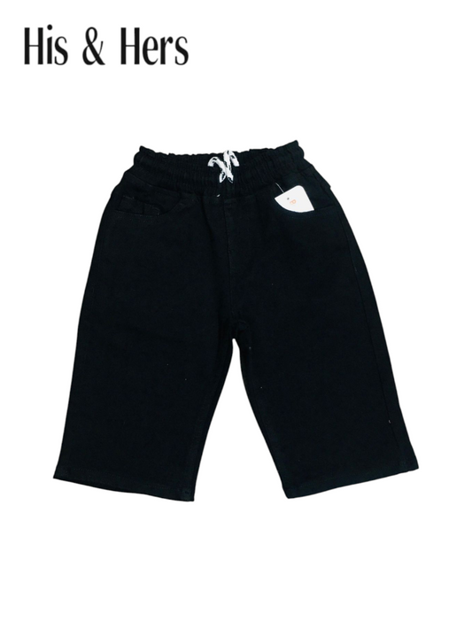 His&Hers Kid's Elastic Waist Black Denim Shorts Boys 269