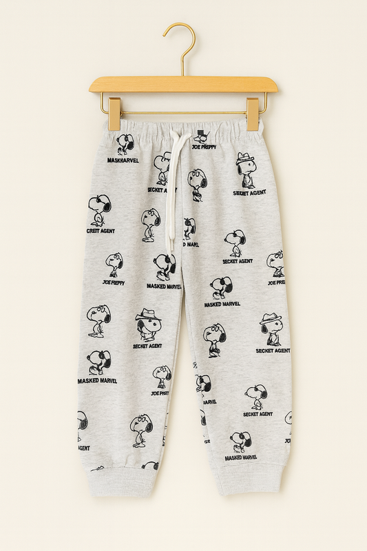 Secret Agent Printed Joggers – Heather Grey 🕶️🐾