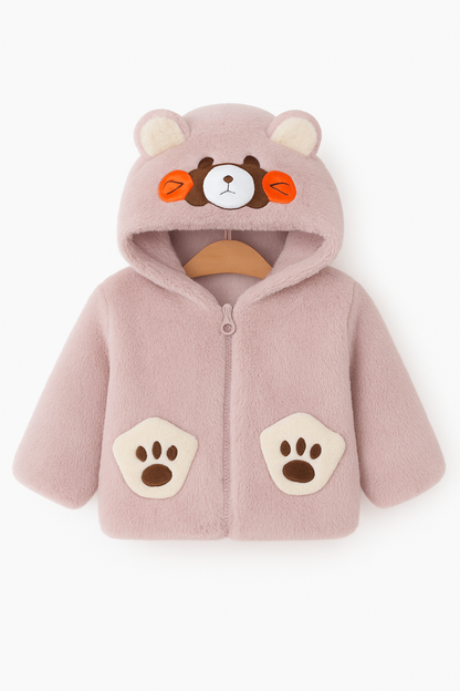 Pink Furry Bear Hoodie Jacket 139
