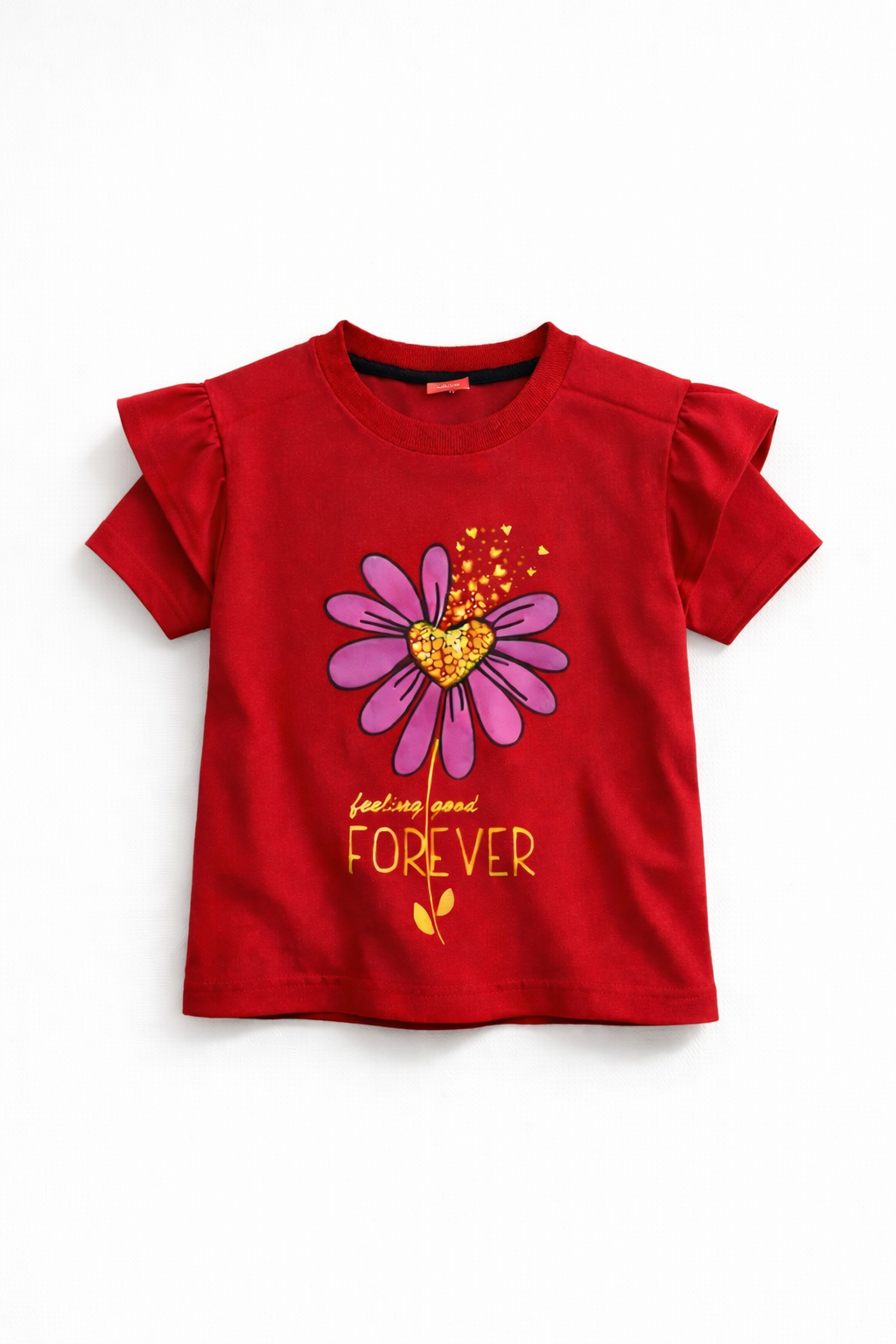 Forever Flower Printed Red T-Shirt 420