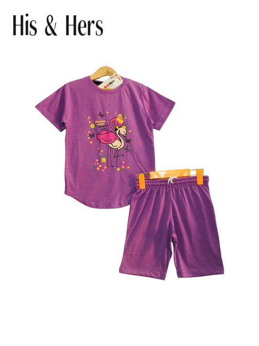 Flamingo Purple Nicker Suit Girls 432
