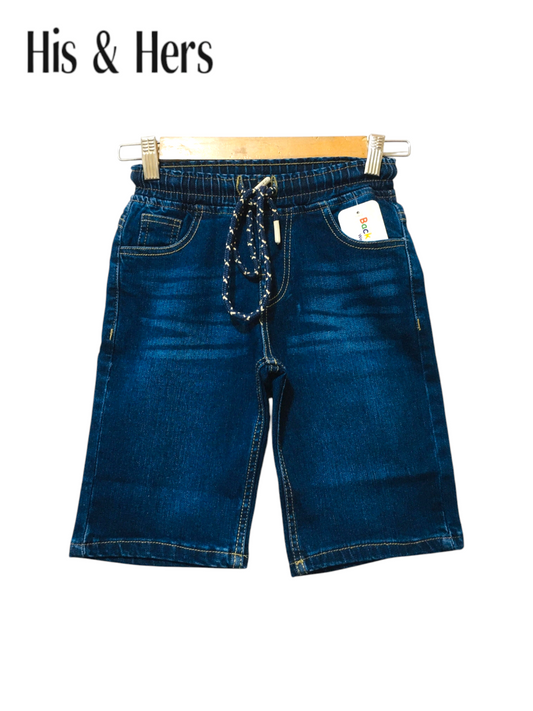 His&Hers Kid's Elastic Waist Mid Blue Denim Shorts Boys 261