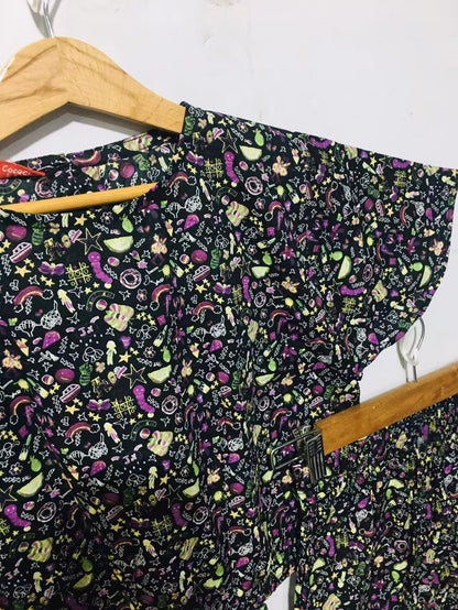Colorful Doodles All Over Print Skate Fish Girls 243