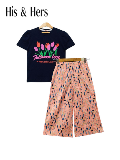 Flower Love Navy T-Shirt & Cotton Flapper 204