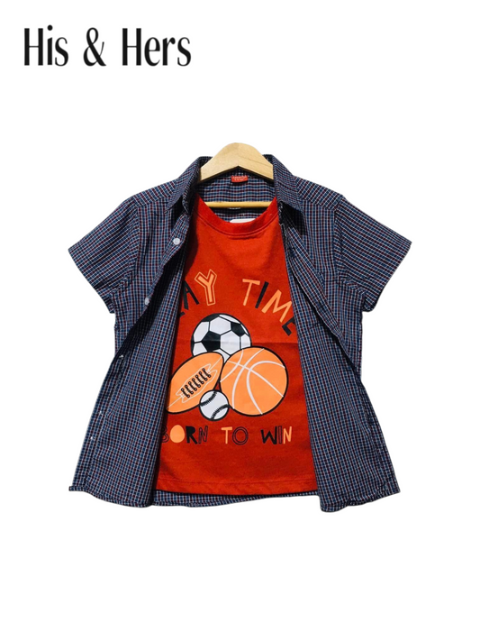 Blue & Black Checked Double Casual Shirt Boys 221