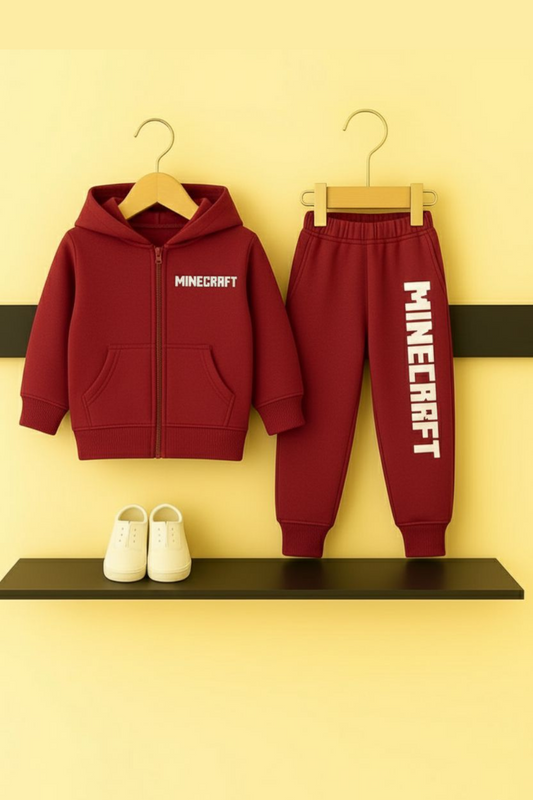 MINECRAFT Red  Zipper Hoodie Tracksuit