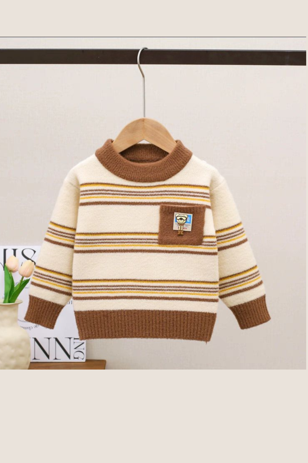 Cream with Brown & Orange Stripes Sweater