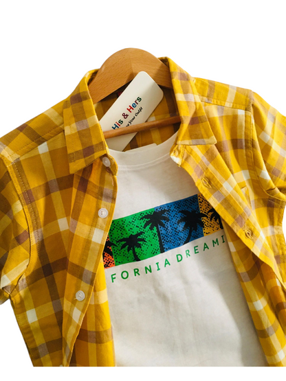 White Checked Yellow Double Casual Shirt 252